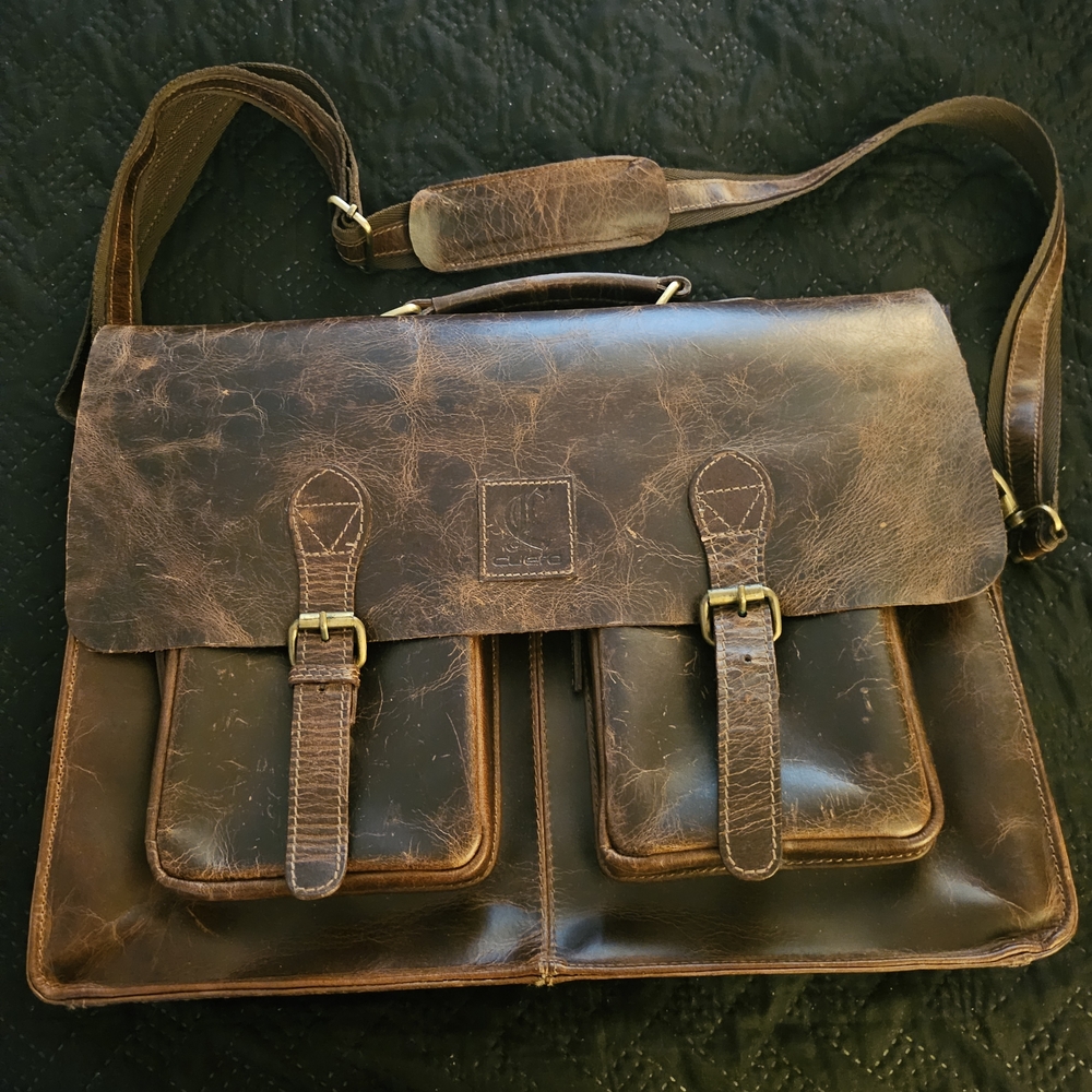 Classic Brown Buffalo Leather Messenger Bag